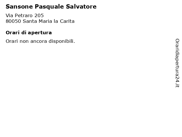 Orari di apertura Sansone Pasquale Salvatore Via Petraro